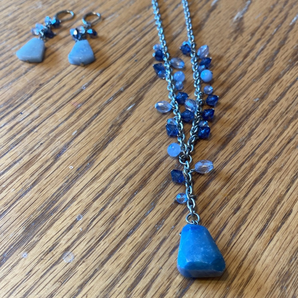 Blue Necklace and Earrings